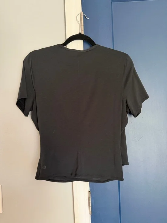 lululemon athletica Black Short Sleeve Wrap-Front Tee - Picture 2 of 3